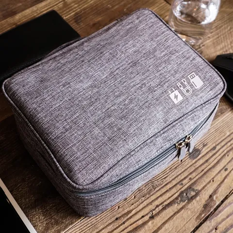 Travel Digital Organizer Bag Polyester Portable Electronic Accessory Storage Pouch Cable Charger Mouse Hard Drive Carrying Case For Business Travel Office