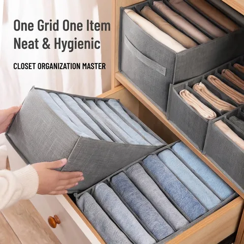 Foldable Non-Woven Fabric Clothes Storage Box Drawer Organizer Divider For Pants Jeans Shirts T-Shirts Closet Space Saving Wardrobe Box