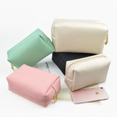 Women Portable Octagonal Makeup Bag Large Capacity Waterproof PU Leather Travel Toiletry Organizer Solid Color Cosmetic Pouch