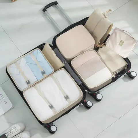 Tragbares Reise Aufbewahrungstaschen Set Große Kapazität Koffer Organizer Taschen Kleidung Klassifizierung Packwürfel Reisezubehör