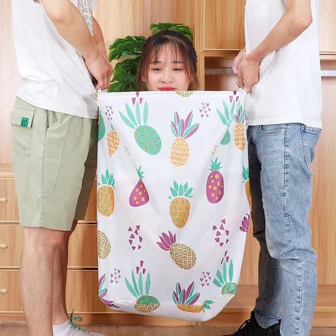 Extra Large Cotton Linen Quilt Storage Bag Drawstring Dustproof Moving Packing Bag Foldable Waterproof Clothes Organizer Basket