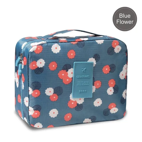 Large Capacity Floral Oxford Cloth Makeup Bag Waterproof Portable Travel Toiletry Organizer Bag With Handle For Women