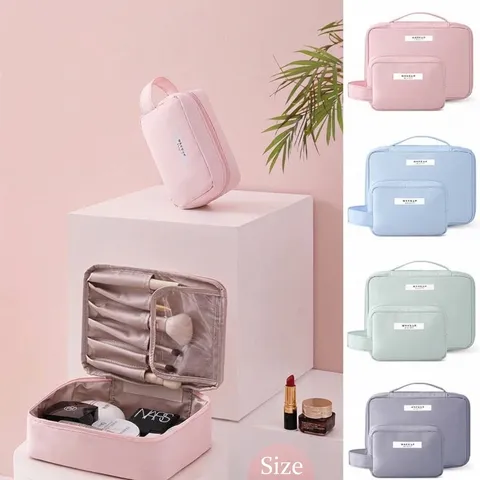 Large Capacity Portable Travel Makeup Bag For Women Waterproof Memory Fabric Handbag Toiletry Organizer Cosmetic Storage Case With Handle