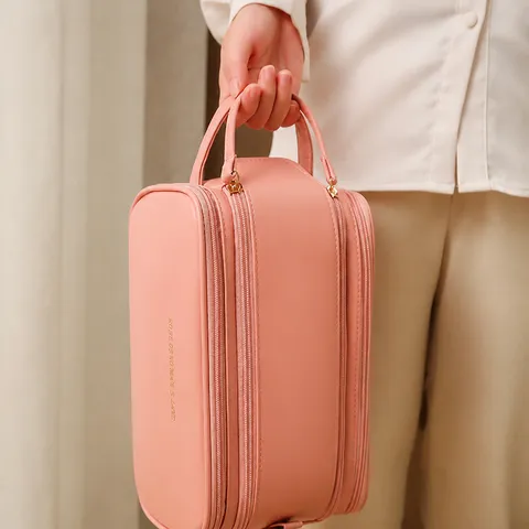 Große Kapazität Reise Kosmetiktasche Tragbar Wasserdicht PU Leder Make-up Etui Multifunktionale Kulturbeutel Organizer Tasche Für Damen
