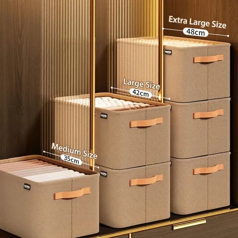 Foldable Non-woven Fabric Clothes Storage Box With Steel Frame Large Capacity Closet Organizer Drawer Divider For Pants Wardrobe Home