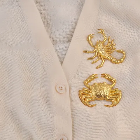 Broche Animale Punk de Style Européen Américain en Alliage de Zinc Crabe et Scorpion Dorés pour Accessoire de Manteau Veste Bijoux de Mode Unisexe