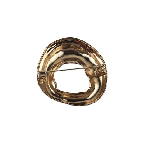 Minimalist Irregular Geometric Brooch For Women Men Zinc Alloy Metal Hollow Round Pin For Suit Clothing Accessory Jewelry Gift