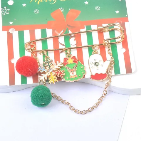 Weihnachtsbrosche Sicherheitsnadel Legierung Emaille Weihnachtsmann Baum Elch Pompon Brosche Für Damen Herren Mantel Zubehör