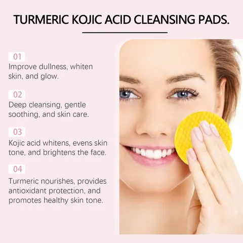 Almohadillas Limpiadoras de Ácido Kójico de Cúrcuma Almohadillas de Algodón Exfoliantes Faciales