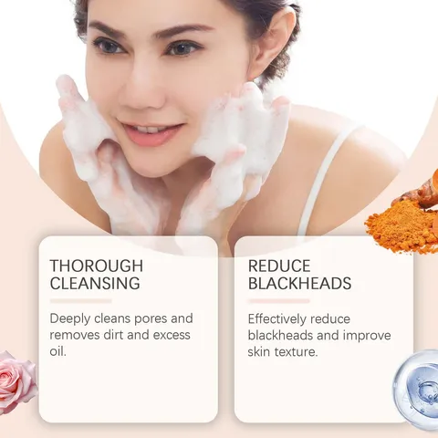Turmeric Brightening Facial Cleanser Deep Pore Cleaning Moisturizing Hydrating Gentle Face Wash For Women