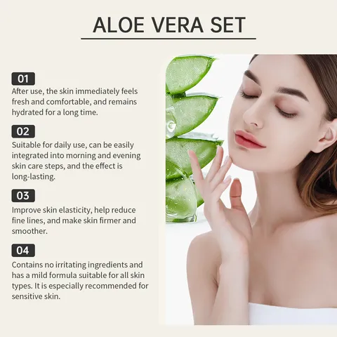 Aloe Vera Skincare Set Facial Serum Face Cream Lotion Toner Lip Balm Deep Moisturizing Nourishing Skin Care