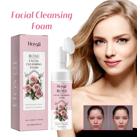 Hoygi Rosa Schiuma Detergente Viso Pulizia Profonda Controllo Sebo Pori Rinfrescante Delicato Pelle