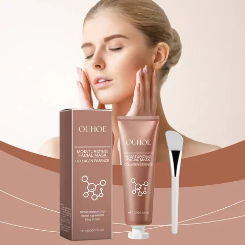 OUHOE Masque Visage Peel Off Collagène Nettoyant Profond Hydratant Anti Âge Masque avec Pinceau Soin de la Peau
