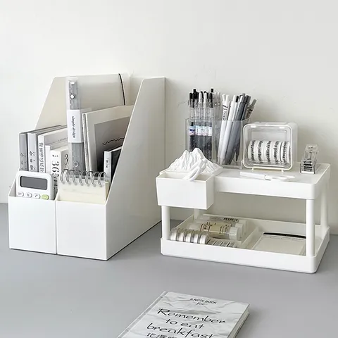 Japanese Style Plastic Desktop Vertical Bookend Multifunctional File Storage Box Office School Desk Organizer Storage Rack