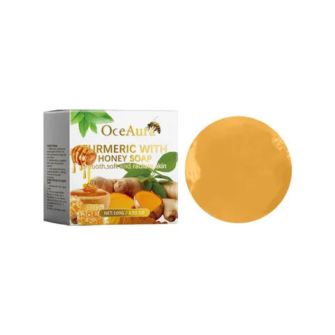 Savon Nettoyant Visage au Miel et Curcuma Extrait Végétal Naturel Savon Hydratant Éclaircissant pour Tous Types de Peau