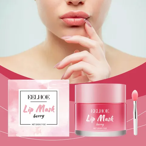 Mascarilla Labial Hidratante de Noche de Baya Crema de Cuidado Nutritiva Anti-Resequedad Con Pincel para Mujer