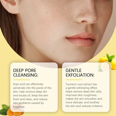 HOYGI Almohadillas Limpiadoras Faciales de Cúrcuma y Ácido Kójico Limpieza Profunda Exfoliante Aclaradora Cuidado Facial Tarro