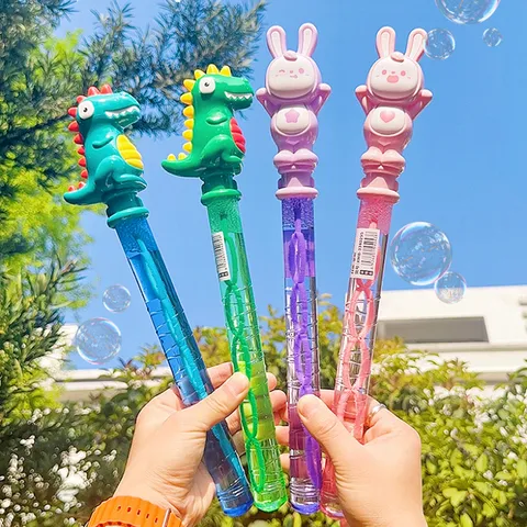 Kinder Handgehaltenes Großes Seifenblasen Spielzeug Cartoon Dinosaurier Kaninchen Blume Zauberstab Outdoor Interaktiver Kunststoff Seifenblasenmacher
