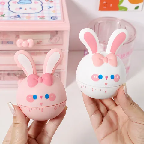 Mignon Dessin Animé Lapin Cochon Minuteur Mécanique Silicone Rappel Gestion Du Temps Pour Étude Enfants Et Cuisine