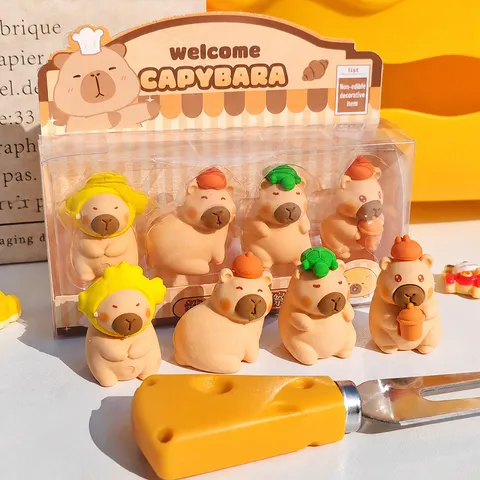 Leuke Capybara Gum Set Cartoon Dier Rubber Gommen Voor Kinderen Studenten School Kantoorartikelen Geschenkendoos