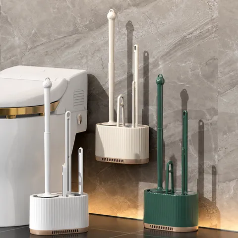 Modern Household Toilet Brush Set Wall Mounted Toilet Cleaning Brush With Storage Holder Bathroom Cleaning Tool