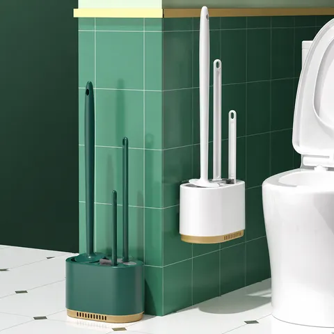 Toilet Brush Holder Set Wall Mounted Floor Standing Toilet Bowl Cleaner Brush Venting Drain Base Bathroom Cleaning Tool