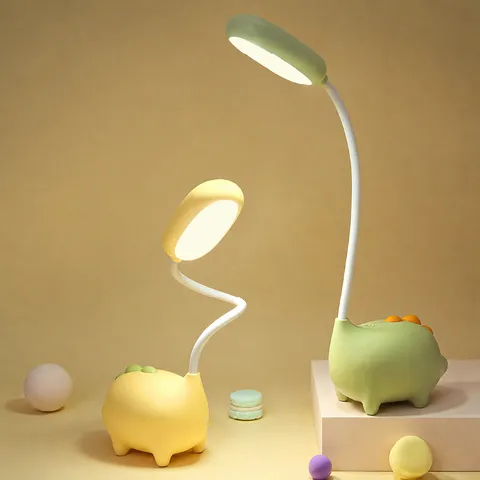 Cute Dinosaur LED Desk Lamp Eye Protection USB Rechargeable Student Dormitory Bedside Reading Light Table Lamp