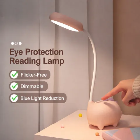 Cute Dinosaur LED Desk Lamp Eye Protection USB Rechargeable Student Dormitory Bedside Reading Light Table Lamp
