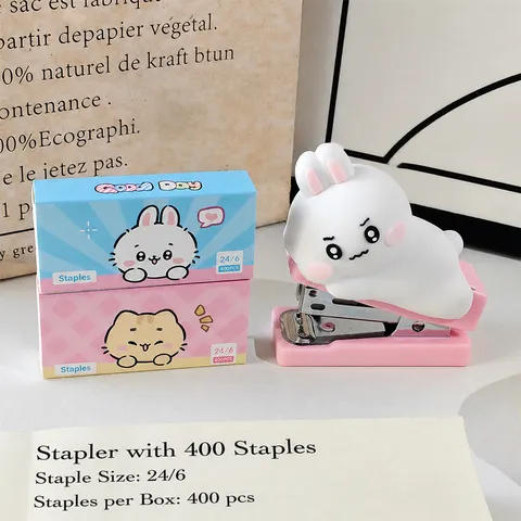 Mini Simpatico Set Cucitrice Animali Cartone Animato Macchina Rilegatrice Ufficio Studente Plastica Metallo