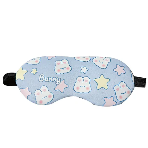 Masque de Sommeil Imprimé Lapin de Dessin Animé Mignon Ombrage Doux Respirant Repos de Voyage Housse pour Yeux Pour Femmes Hommes