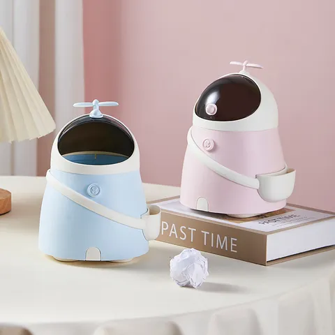 Cute Cartoon Desktop Trash Can Plastic Small Waste Paper Basket Living Room Dining Table Storage Box Organizer