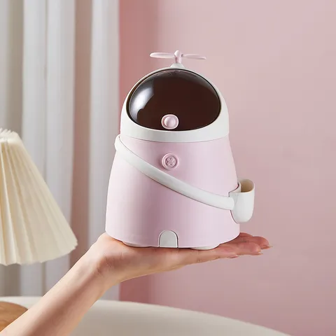 Cute Cartoon Desktop Trash Can Plastic Small Waste Paper Basket Living Room Dining Table Storage Box Organizer