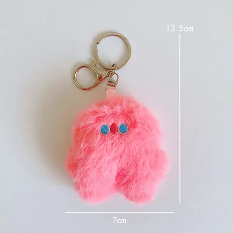Cute Plush Monster Keychain Fluffy Cartoon Bag Pendant Student Schoolbag Hanging Ornament Birthday Gift Couple Friend