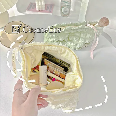 Trousse de Maquillage Plissée Portable Sac de Maquillage Nuage Trousse de Toilette de Voyage Sac Souple
