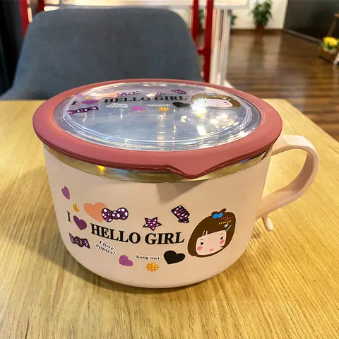 Porta Pranzo in Acciaio Inossidabile a Cartone Animato Carino Con Cucchiaio Scatola Bento Portatile Isolata Per Studenti E Lavoratori
