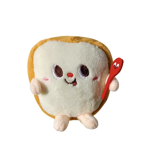 Kawaii Cartoon Food Plush Keychain Cute Fried Chicken Toast Burger Fries Key Ring Soft Stuffed Doll Bag Pendant Gift