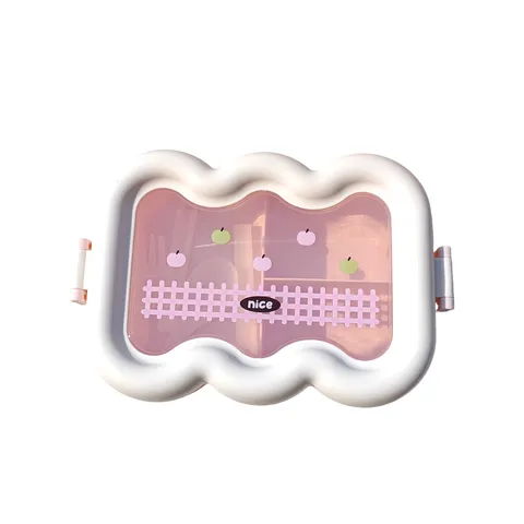 Cute Cloud Shaped Bento Box With Compartments Portable Plastic Lunch Box Microwave Safe Meal Container For Students Office