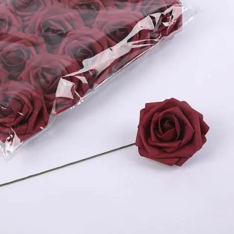 Artificial PE Foam Rose Flowers Gradient Rose Heads with Stems for Valentine Wedding Party Arch Floral DIY Craft Decor