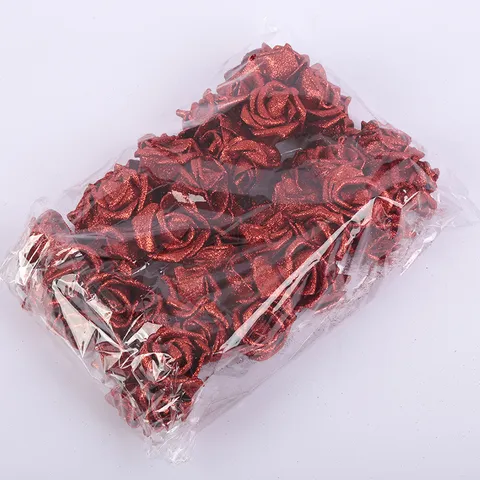 Artificial Rose Flower Heads Glitter Foam Fake Roses For Wedding Party DIY Bouquet Floral Arrangement Craft Decoration
