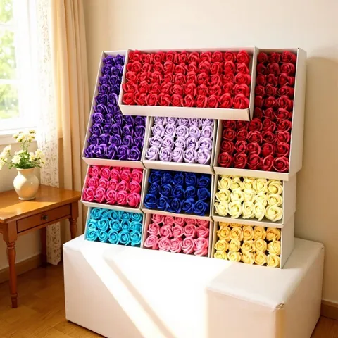 Artificial Rose Soap Flower Heads Three Layer Fake Flowers For Valentine Day Gift Box Bouquet DIY Material Home Decor