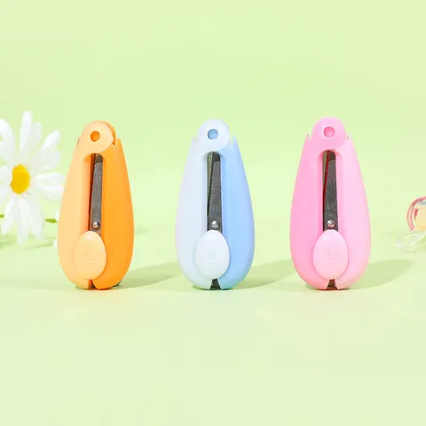 Portable Mini Folding Scissors Safety Retractable Pocket Craft Stationery ABS Plastic Blade Student Scissors