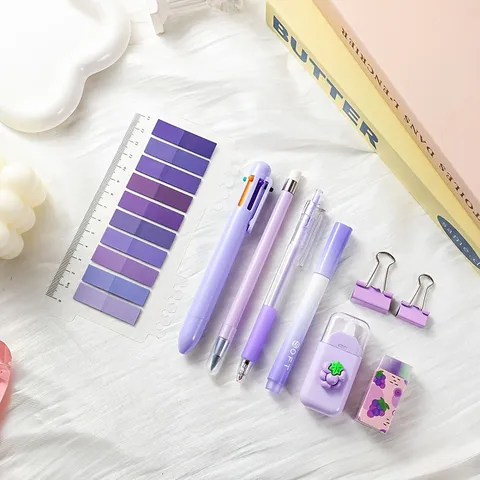 Cute Cartoon Fruit Stationery Collection Macaron Color Student Learning Supplies Gift Assortment With Pens And Tape
