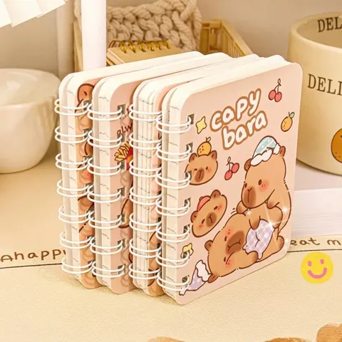 Cartoon Capybara A7 Coil Notebook Mini Pocket Diary Portable Memo Pad For Students School Office Supplies Cute Animal Stationary