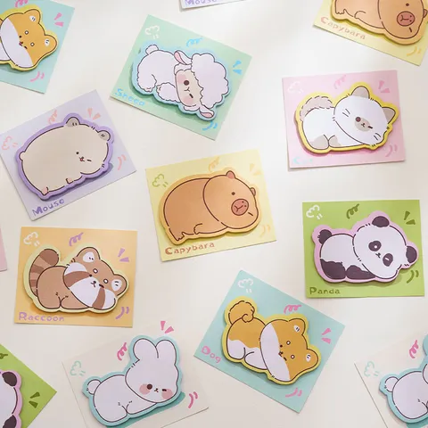 Cute Cartoon Animal Sticky Notes Die Cut Self Adhesive Memo Pads Kawaii Page Markers Office School Stationery Supplies
