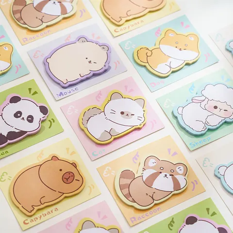 Cute Cartoon Animal Sticky Notes Die Cut Self Adhesive Memo Pads Kawaii Page Markers Office School Stationery Supplies