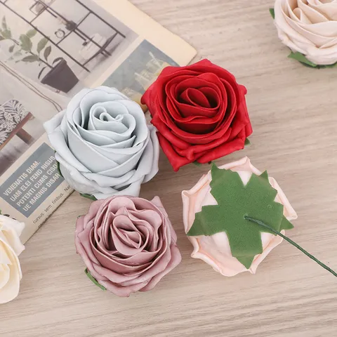 Teste di Fiori di Rosa Artificiali Fiori di Rosa in Schiuma PE per San Valentino Scatola Regalo Confezione di Bouquet DIY Artigianato Matrimonio
