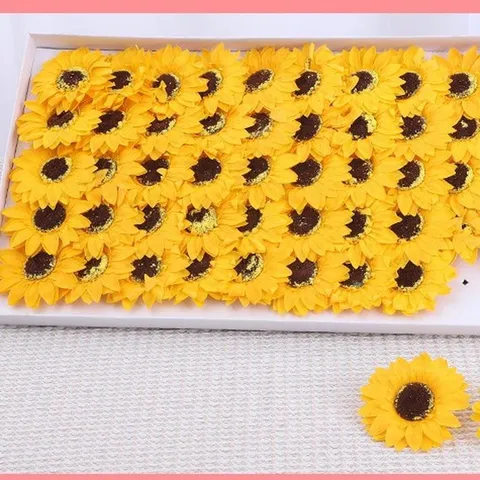 Artificial Sunflower Soap Flower Heads Bulk Box Artificial Flower Heads For Bouquet Gift Box Packaging DIY Floral Decor