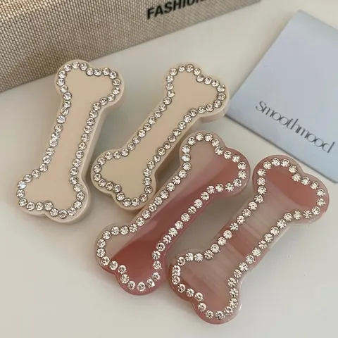 Y2K Süße Coole Knochenform Acetat Strass Haarspange Für Damen Mädchen Süße Seitenpony Haarnadel Trendy Haarschmuck