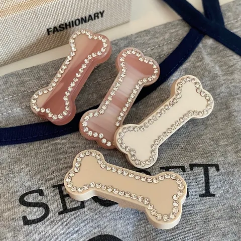 Y2K Süße Coole Knochenform Acetat Strass Haarspange Für Damen Mädchen Süße Seitenpony Haarnadel Trendy Haarschmuck