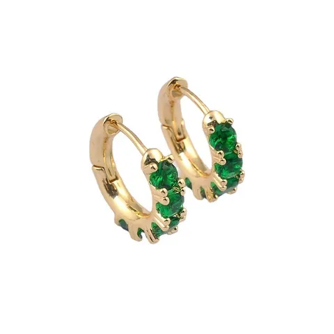 Vintage Smaragdgrün Zirkonia Vergoldete Creolen Für Frauen Geometrischer Retro Stil Schmuck Geschenk
